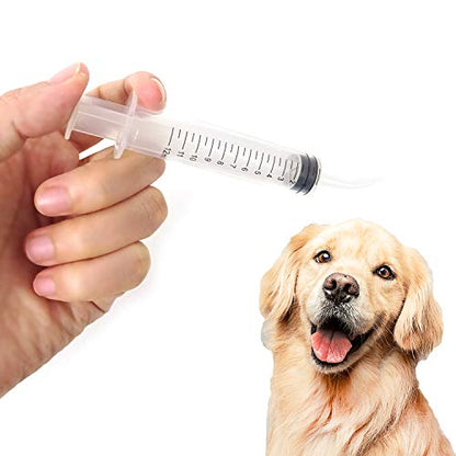 Honbay 6PCS Plastic Pet Feeding Syringe with Measurement for Birds Dogs Cats (Curved Tip)