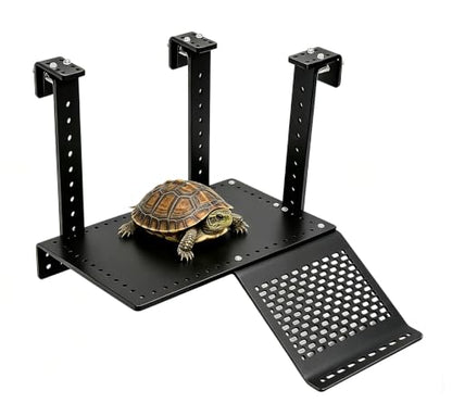 Adjustable Hanging Turtle Basking Platform, Acrylic Tortoise Dock with Ramp, Height Adjustable Reptile Resting Terrace for Aquarium Tank, Easy Install Reptile Basking Shelf (11.8x7x9.84 inch) - size: 11.8x7x9.84 inch