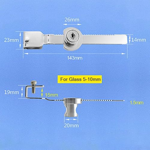 Sliding Glass Door Lock for Reptile Vivarium Terrarium Showcase Display Cabinet, Zinc Alloy Security Latch with Keys, Pet Enclosure Hardware(4-8mm) - size: 4-8mm
