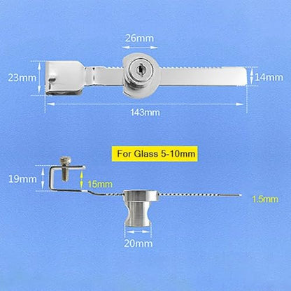Sliding Glass Door Lock for Reptile Vivarium Terrarium Showcase Display Cabinet, Zinc Alloy Security Latch with Keys, Pet Enclosure Hardware(4-8mm) - size: 4-8mm
