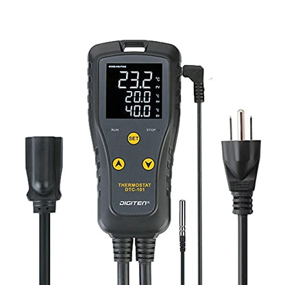 DIGITEN DTC101 Temperature Controller Digital Heat Mat Thermostat Greenhouse Thermostat Outlet Heating Cooling Temperature Control Seedlings Germination Rooting Fermentation Reptiles - style: 10A Temperature Controller