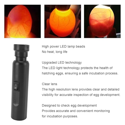 AYNEFY Egg Candler Tester, LED Light Egg Candler Candling Checker Light with High Definition Lens Portable Egg Quality Tester Energy Efficient Egg Light for Chicken Egg (US Plug 100-240V)