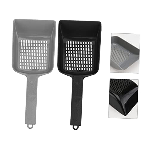 Hemoton 2pcs Reptile Sand Sifter Shovel Durable Litter Cleaner with Ergonomic Handle for Easy Excrement Cleaning Terrariums Black Gray