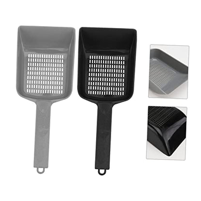 Hemoton 2pcs Reptile Sand Sifter Shovel Durable Litter Cleaner with Ergonomic Handle for Easy Excrement Cleaning Terrariums Black Gray