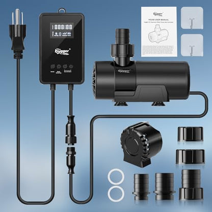 hygger 15W-100W Water Pump with Controller (Up to 3430GPH), Submersible/Inline Return Pump with Adjustable Mode/Flow, 2 Fountain Pump with 2 Inlet Cover and 3 Nozzles, for Fish Tank, Pond, Aquarium - size: 800GPH-22W