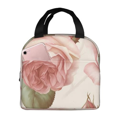 Insulated Lunch Bag Beauty Pink Roses Lunch Box for Women Men Reusable Leakproof Lunch Cooler Bag for Office Picnic - color: Beauty Pink Roses