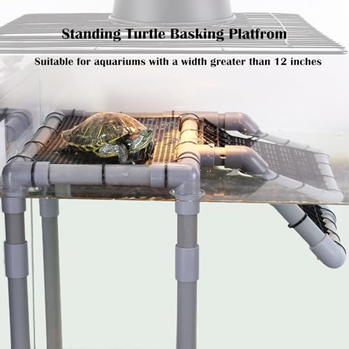 Large Turtle Basking Platform for Aquatic Turtles | Sturdy Standing Turtle Dock, Non-Slip Ramp, Fits 25/29/40/55 Gal, Gray/Black - size: Basking Platform 10.8" W × 7.7" D