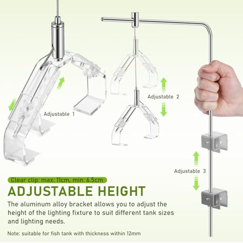 Kisangel 2pcs Aquarium Light Riser, Adjustable Height Aquarium Light Holder Stand Hanging Kit, Aluminum Alloy Support Bracket for Fish Tank Lamp