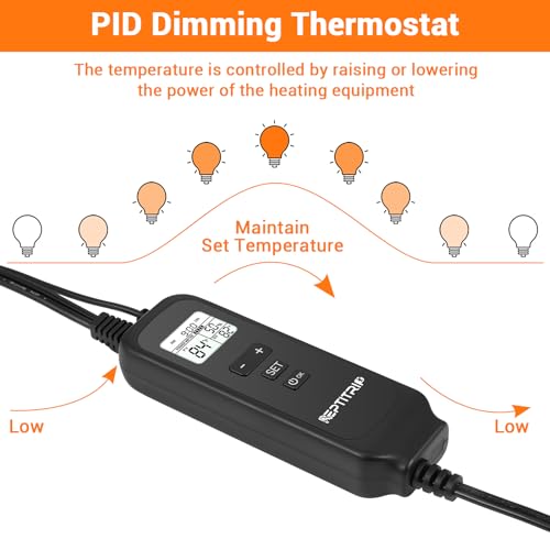 Reptile Dimming Thermostat, Adjustable Day and Night Temperature, Thermostat for Reptile Heat Lamp Heat Pad, PID Temperature Controller, Memory Function, ℉/℃ (Model: PT02A) - color: Day/Night Temp Set