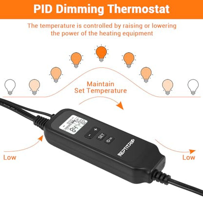 Reptile Dimming Thermostat, Adjustable Day and Night Temperature, Thermostat for Reptile Heat Lamp Heat Pad, PID Temperature Controller, Memory Function, ℉/℃ (Model: PT02A) - color: Day/Night Temp Set