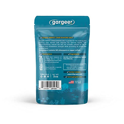 Gargeer 3oz Hermit Crab Soaking Salt, Calcium & Trace Minerals, Made in USA | Natural ocean-like bath! Pure sea salt, calcium & trace minerals for hydration, stress relief & molting - size: 3 Ounce (Pack of 1), style: Soaking Salt