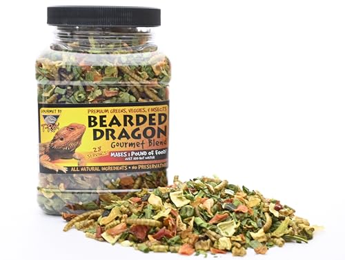 T-Rex Bearded Dragon Food Gourmet Blend – All-Natural Dried Vegetables & Insects, Protein-Included Plant-Based Reptile Diet, Easy to Prepare, 4 oz
