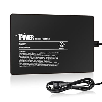 iPower Reptile Heat Pad 8 by12 Inch Under Tank Terrarium Warmer 16W Heating Mat for Turtle, Lizard, Frog, Snake, Hermit Crab and Other Small Animals - size: 8 X 12 Inch, New