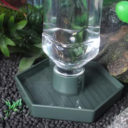 Haofy Reptile Water Bottle 6.3 x 5.9 x 5. inches Turtle Food and Water Bowl Automatic Feeders Waterer Tortoise Dispenser Bottle Feeding Dish for Lizard Chameleon (L) - color: Dark Green