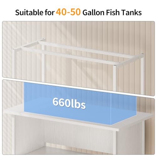 APPOLYN 40-50 Gal 3-Tier Aquarium Stand Fish Tank Stand, White | 36.6"Lx18.9"Wx31.5"H, Heavy Duty Metal Frame, Turtle Reptile Terrarium Tank Stand, Living Room, Reception Room, Office - color: White, size: 40-50 Gallon