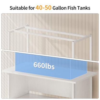 APPOLYN 40-50 Gal 3-Tier Aquarium Stand Fish Tank Stand, White | 36.6"Lx18.9"Wx31.5"H, Heavy Duty Metal Frame, Turtle Reptile Terrarium Tank Stand, Living Room, Reception Room, Office - color: White, size: 40-50 Gallon