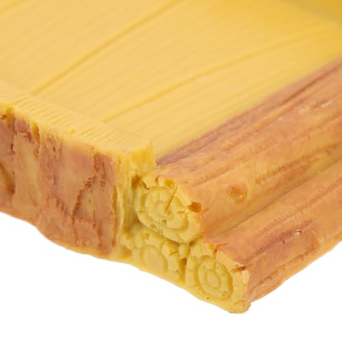 Tortoise Water Bowl Reptile Feeding Dish Food Storage Container Yellow Wood Grain Plastic Basin for Turtle Habitat and Reptile Terrarium Accessories