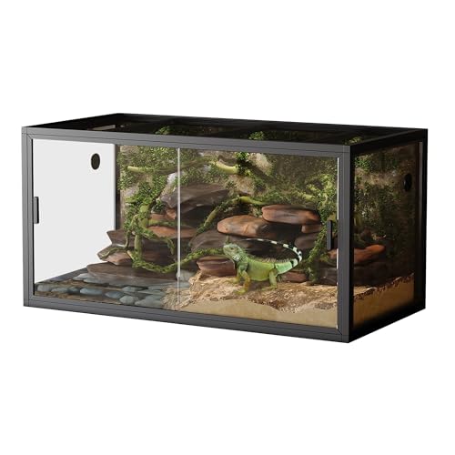 Giant 120 Gallon Reptile Tank - 48"X24"X24" Professional Front Opening Glass Terrarium for Bearded Dragons, Snakes & Lizards, with Heavy Duty Screen Top