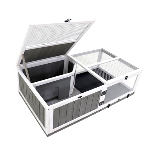 Tortoise Enclosure Indoor Wooden Bunny Cage Snake Enclosure Reptile Terrarium Indoor Hamster Cage with Tray Extra Large Tortoises Habitat（67719）