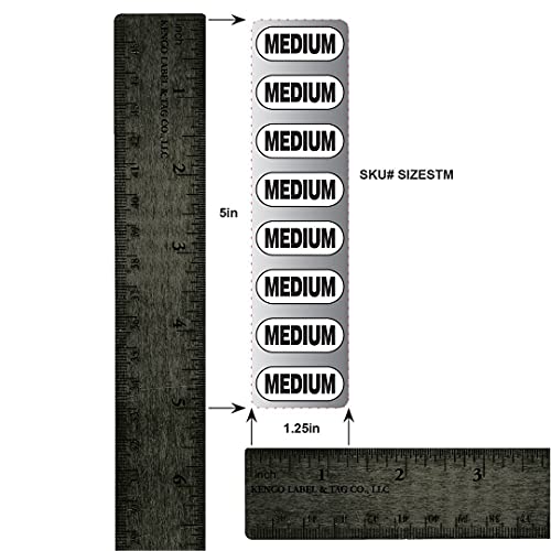 Clothing Size Strip Labels - 1.25" X 5" - 250 Strips Per Roll - Clear with Black and White Ink by Kenco (Medium) - size: Medium