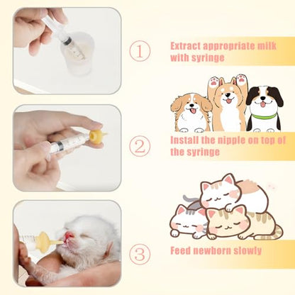 Mini Pet Feeding Bottle and Syringes with Nipples for Small Cat Dog Animals,Kittens, Puppies, Rabbits, Small Animals, Squirrel (Model 5) - size: model5