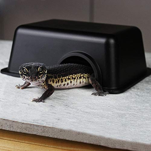 Reptile Hideout Box Small Animal Hide Cave for Snakes Lizards Leopard Gecko Rodents Spiders (M) - size: M
