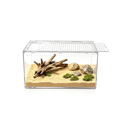 Reptile Growth Small Reptile Terrarium,Tarantula Enclosure with Magnetic Button, 8"x 6" x4" Lizard Enclosure,Reptile Breeding Tank,Spider Starter Cage,Frog Container. - size: 8" * 6" * 4"