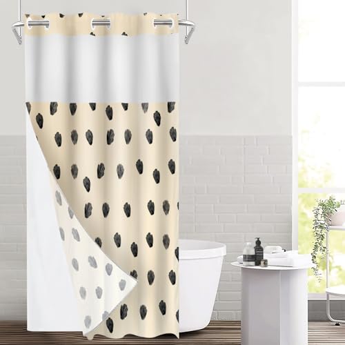 Animal Giraffe Pink Decorative No Hooks Shower Curtain with Snap in Liner Set, Gray Black Leopard Animal Print Pattern Tub Curtainn Mesh Top Window & Magnetic Hem Waterproof 35.5X74 Inch - color: Animal Leopard Print Brown, size: 35.4"W x 74"L (Pack of 1)
