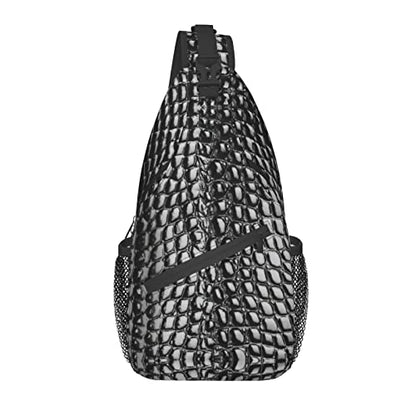 Snake Skin Sling Bag Animal Crossbody Chest Daypack Casual Backpack Women Shoulder Bag For Travel Picnic - color: Snake 01
