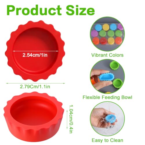 12 Pack Pangea Crested Gecko Food Dish, Reusable Small Reptile Feeding Dish, Water Bowl Crested Gecko Tank Accessories for Hermit Crab Tarantula Isopods Snails Lizard(Silicone, 6 Colors)