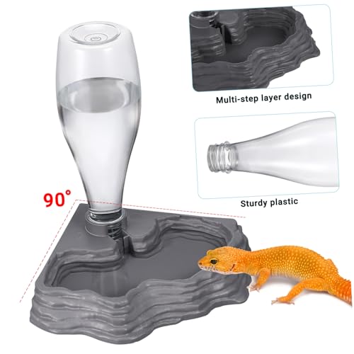 Balacoo Reptile Water Feeder - Automatic Reptile Water Dispenser, Reptile Food Dish Bowl for Turtle Bearded Dragons Lizards Accessories, Size 1, Grey