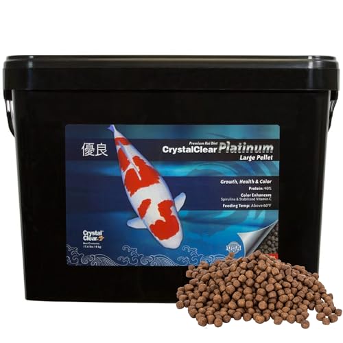 CrystalClear Platinum Fish Food Floating 5mm Pellets, 17.6 lbs | For Koi & Goldfish, premium nutrition to boost growth, color, and wellness in backyard ponds & water gardens - size: 17.6 Pound (Pack of 1)