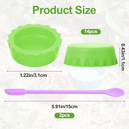 14 PCS Crested Gecko Food and Water Bowl, Gecko Feeding Bowls | Reusable Silicone Reptile Feeding Dish, Crested Gecko Tank Accessories for Tortoise Lizard Bearded Dragon Hermit Crab