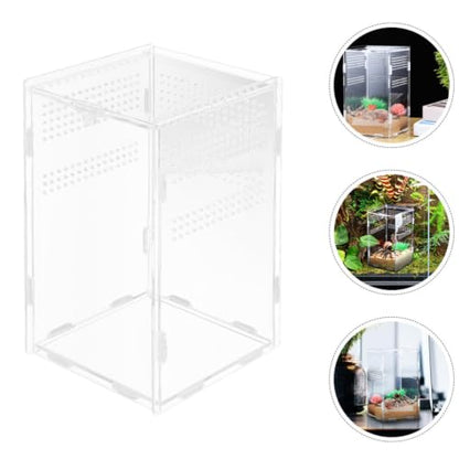 Enclosure Modular Well-Ventilated Design, Secure Lock and Multifunctional Acrylic Breeding Habitat Box for Feeding Reptile Animal Suitable Pet