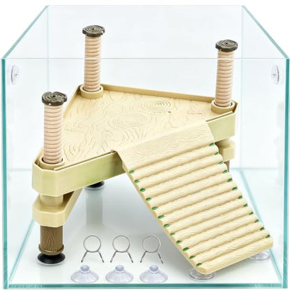 Floating Turtle Basking Platform with Ramp,Adjustable Reptile Dock for Aquarium Tank,Sunbathing Resting Area for Aquatic Turtles,Frogs,and Salamanders Turtle Tank Accessories