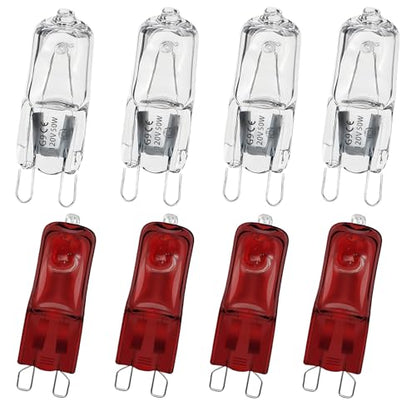 8 Pcs G9 Halogen Bulb 50W, Reptile Heat Lamp for Bearded Dragon/Gecko | Provides Essential Basking Heat, Simulate Natural Sunlight for Day/Night Cycle, Durable for Long-Term Daily Use, Mini G9 Base