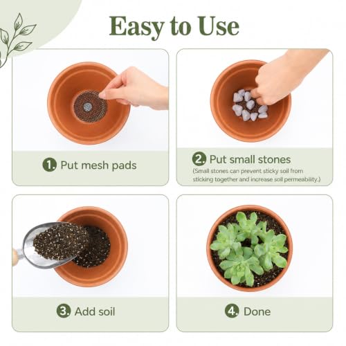 200 Pcs Plant Pot Hole Mesh Pad Mesh for Plant Drainage Meshes Round | Mesh Bonsai, Bottom Grid Mat Screen Cover Pad, Substrate Barrier Meshes, for Plant Terrarium Potting Mats, Prevent Soil Loss