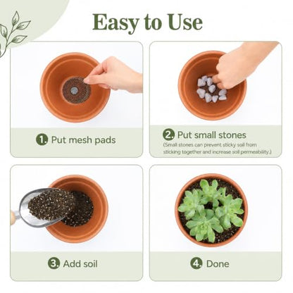200 Pcs Plant Pot Hole Mesh Pad Mesh for Plant Drainage Meshes Round | Mesh Bonsai, Bottom Grid Mat Screen Cover Pad, Substrate Barrier Meshes, for Plant Terrarium Potting Mats, Prevent Soil Loss