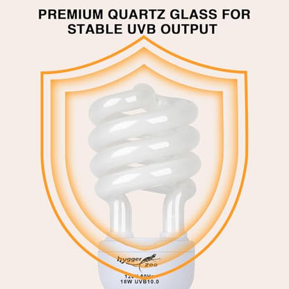 UVB Reptile Light UVA UVB Bulb, 10.0 18W UVB Light for Reptiles Bearded Dragons, UVA UVB Reptile Light Bulb Reptile Lamp for Bearded Dragon Lizards Turtles Snakes Geckos Desert Reptile Tank - size: 10.0-5.51 Inch