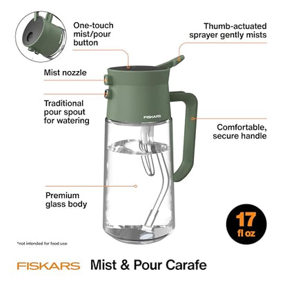 Fiskars 17oz 2-in-1 Mist & Pour Watering Can for Indoor Plants | Space-Saving Glass Plant Mister with Thumb Pump Sprayer and Spout, Boost Humidity & Soak Houseplant Roots, Modern Decor Style - size: Mist/Pour Combo