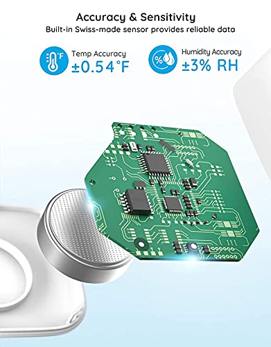 Govee Smart Bluetooth Thermometer Hygrometer H5074, Mini Humidity Sensor | Monitor temp/humidity with alerts, 262ft range. Export 2-yr data, precision sensor, portable. For greenhouse & incubators