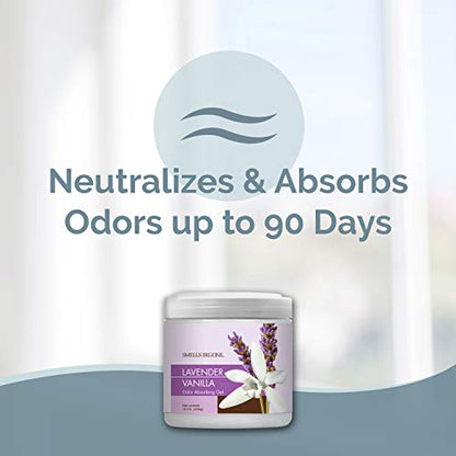 SMELLS BEGONE 15oz Gel Odor Eliminator - Absorb & Remove Tough Odors in Pet Areas, Bathrooms, Basements, Garage, Cars, RVs & Boats - Eliminate Odors Quickly (2-Pack, Lavender Vanilla) - size: 15 Ounce (Pack of 2)