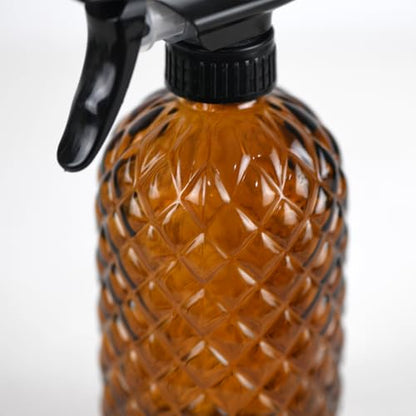 12Oz Glass Plant Spray Bottle, Gem Pattern Glass Sprayer, Watering Can with Black Plastic Top Pump, Handheld Watering Can for Indoor Outdoor Potted Plants and Greenery (Amber) - color: Amber