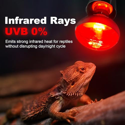 MIXJOY 150W Infrared Heat Lamp Bulbs, 2 Pack Reptile Infrared Heat Emitter Red Heat Lamp Bulbs Basking Light Bulbs for Reptiles, Bearded Dragon, Lizard, Tortoise, Chickens, Pets - style: 150W Infrared Bulbs