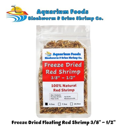 Red Shrimp, 3/8" to 1/2" Floating Freeze Dried Red Shrimp for All Tropical Fish, Cichlids, Medium Size Catfish, Marines, Pond Fish, Turtles, Hamsters, Rodents…4.3oz Clear Bag - size: 4.3 Ounce (Pack of 1)