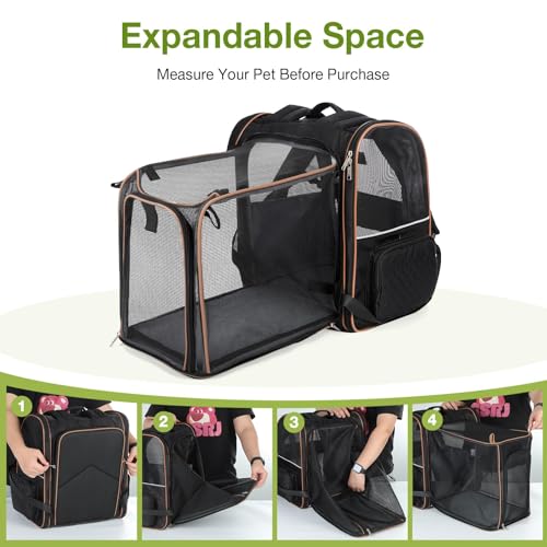 Large Cat Backpack Carrier Expandable Pet Carrier Backpack for Small Dogs Medium Cats Fit Up to 18 Lbs, Dog Backpack Carrier, Foldable Puppy Backpack Carrier for Travel, Black - color: Black