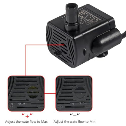 2PCS Water Pump 200L/H DC 5.5-12V 1-3W Mini Submersible Water Pump with 6.5ft Tubing for Aquarium Fish Tank, Pond, Fountain, Hydroponics