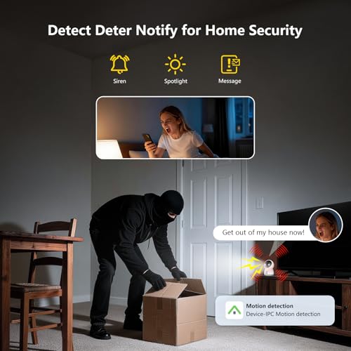 3MP WiFi Indoor Pet Security Camera | 360° Pan Tilt, 16GB Local Storage, Plug-In Wired Power | Color Night Vision, Motion Detection for Baby, Pets, Home