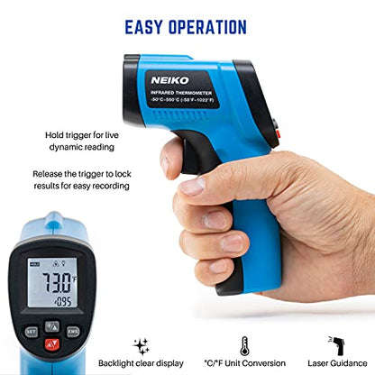 NEIKO 52911A Digital Infrared Thermometer, Non Contact Gun, Instant Read -58℉~1022℉ (-50℃~550℃) Infrared Thermometer Gun, Thermal Heat Temperature Gun, Laser Thermometer Gun, NOT for Humans