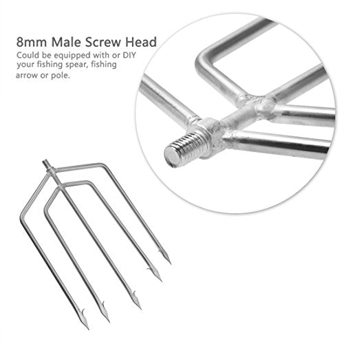 5/7 Prong Fishing Harpoon, Stainless Steel Gig Gaff Hook with 8mm Screw, Harpoon Hook for Hunting Fish Flounder Frog Gig in Pond River Lake, Capable for Fishing Gaff Gig Pole - color: 5 Prong with 8mm screw